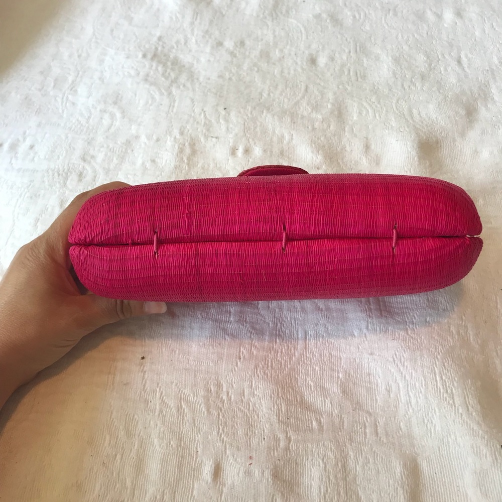 Hot Pink Handbag Clutch W/Python - Picture 5 of 7
